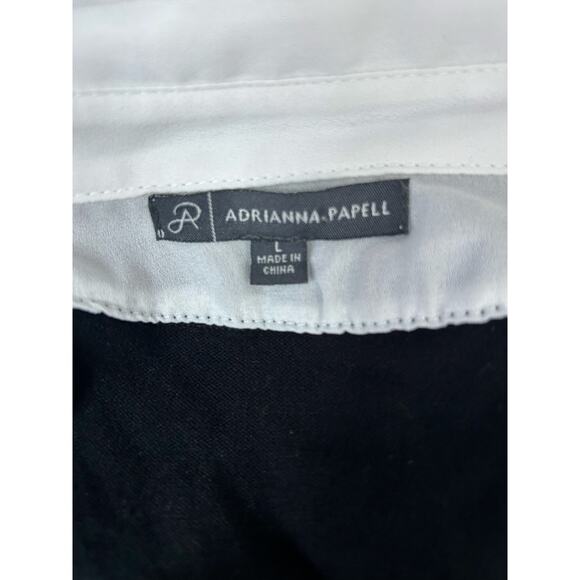 Adrianna Papell Twofer Black White Sweater Size Large Faux Layered Knit Top - Picture 9 of 12